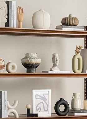 中古侘寂风酒店会所瓶陈列摆设民宿放格壁柜复古陶瓷艺术