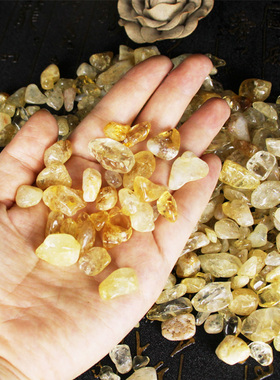 天然黄水晶碎石大颗粒水晶石头消磁聚宝盆黄水晶招财多肉鱼缸