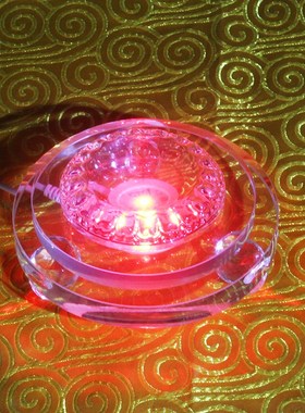 发光底座水晶球托底插电LED七彩幻彩自动变色圆形客厅凹面桌