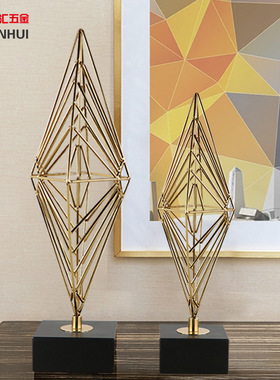 跨境轻奢几何金属摆件装饰品高级感创意家居客厅装饰工艺品 厂