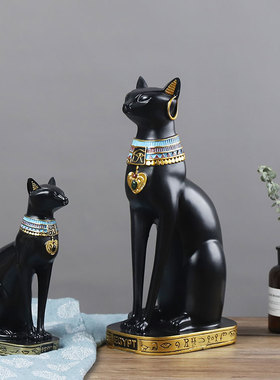 欧式创意树脂埃及猫摆件猫神贝斯特客厅书房办公室书桌装饰摆设