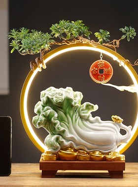 陶瓷大小白菜百财如意创意工艺品玉百财聚福招财装饰新店开业礼品