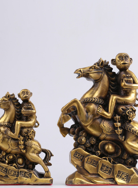 马上封侯铜马猴子摆件办公室创意装饰品招财旺升迁送领导商务礼品