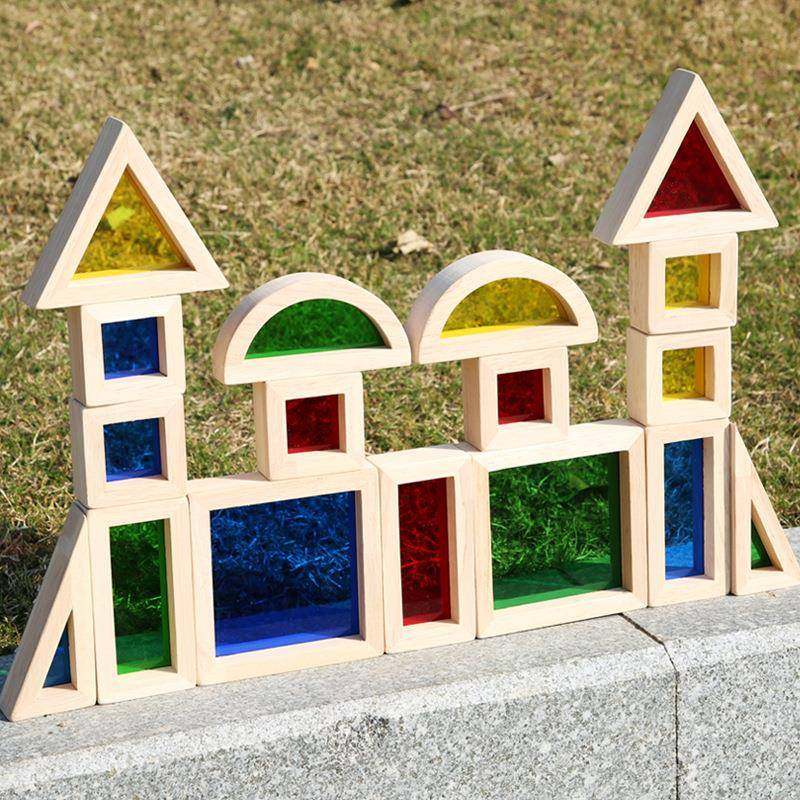 儿童光影亚克力叠叠乐积木透光彩虹形状认知早教拼搭木质玩具,淘宝优惠券,粉丝福利购,淘宝优惠卷