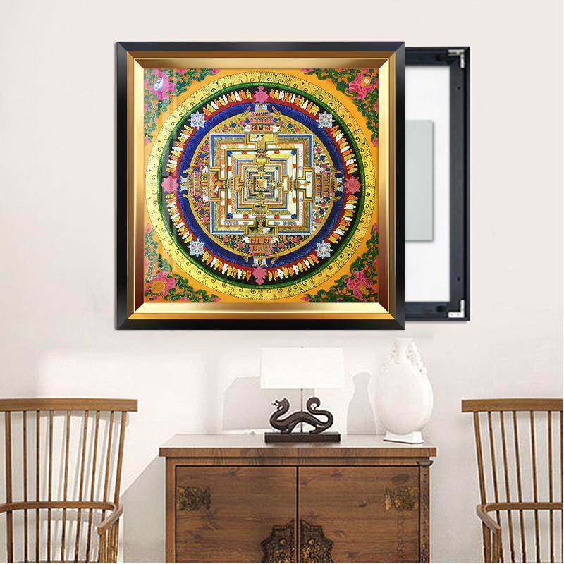 唐卡时轮金刚坛城西藏尼泊尔电表箱装饰画免打孔电闸盒装饰遮挡箱,淘宝优惠券,粉丝福利购,淘宝优惠卷