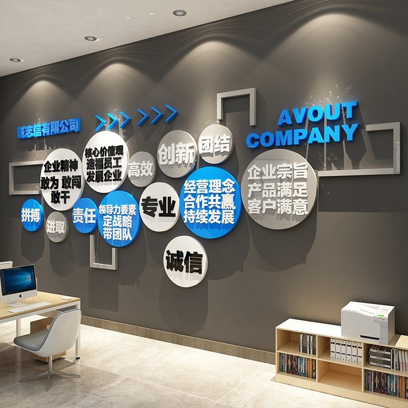 办公室墙面装饰司进门形象背景企业文化氛围布置会议励志标语画,淘宝优惠券,粉丝福利购,淘宝优惠卷