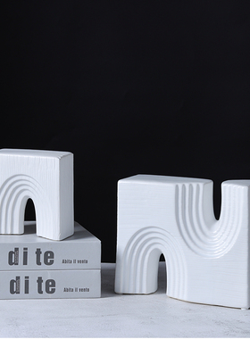 创意几何拱门形工艺品书挡玄关展示柜酒柜电视柜装饰品