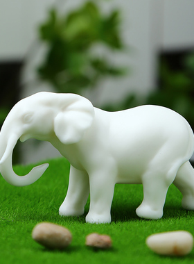 陶瓷大象摆件可爱小动物盆景盆栽鱼缸假山造景客厅桌面书桌装饰品