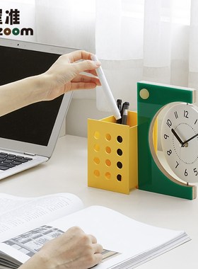 WOZOOM屋准中古风创意摆台式钟表复古储物时钟摆件轻奢座钟装饰品