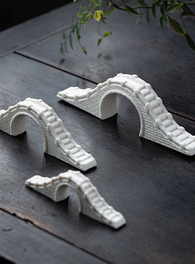 陶瓷拱桥小桥仿真古建筑桥创意摆件微景观水族箱假山鱼缸造景布景