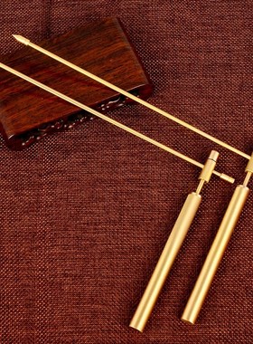 铜寻龙尺精度磁场水脉仪配合罗盘一对家居装饰