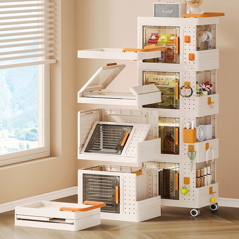 Household book box hole board large capacity folding storage trolley book storage cabinet storage box book organizing box