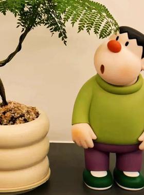 45cm大号胖虎戴围巾入户玄关客厅家居卧室桌面落地大摆件送礼物