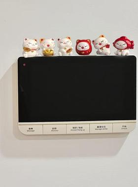 新年招财猫可视门铃屏幕小摆件对讲电话遮丑创意萌粒公仔DIY装饰