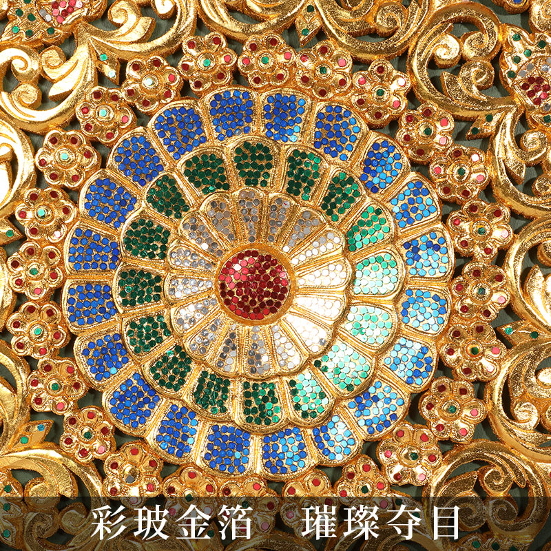 泰域泰国手工木雕雕花板实物画东南亚客厅卧室装饰画玄关挂画壁饰 - 图2