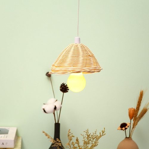 小圆肚儿童帐篷装饰灯手工编织灯罩摄影道具手工编织藤编灯吊灯 - 图2