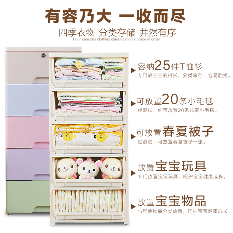 加厚多层抽屉式收纳柜宝宝玩具衣物收纳箱塑料储物柜儿童整理箱盒 - 图1