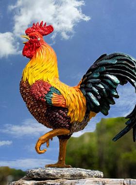 户坪外大公鸡摆件仿真母鸡BGP工装艺饰品景庭院生肖鸡草花园造鸡