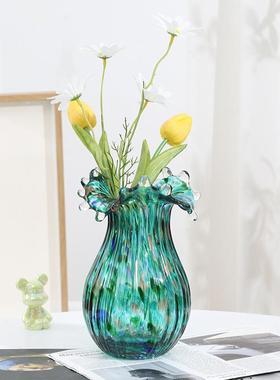 工创意插摆件创意纯花手吹-制圆玻璃花瓶家居装饰品琉璃球花瓶