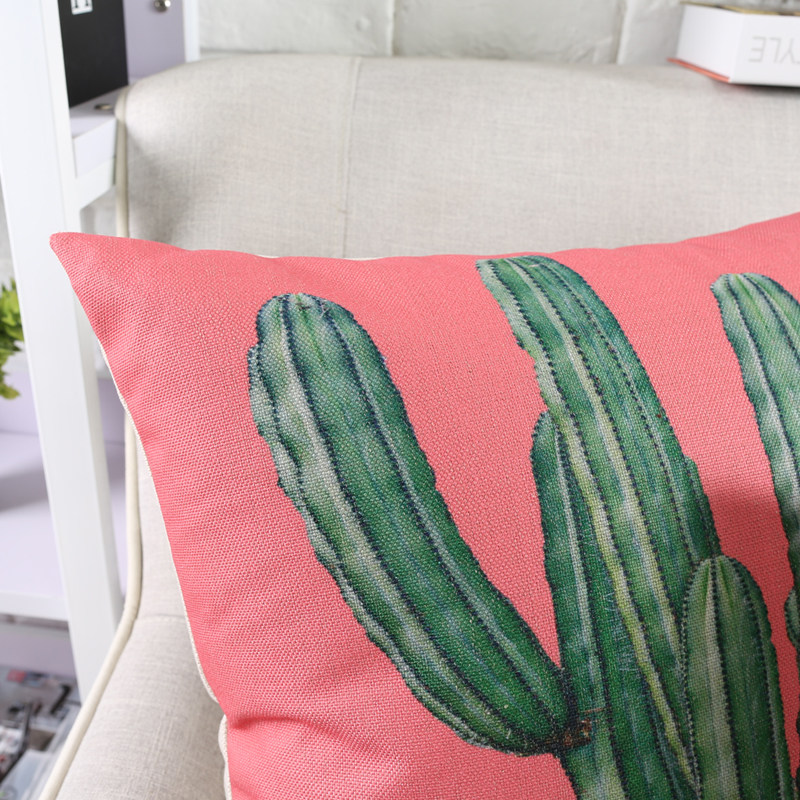 木有年轮 热带仙人掌抱枕加厚棉麻靠垫 亚麻沙发床头腰靠枕,淘宝优惠券,粉丝福利购,淘宝优惠卷