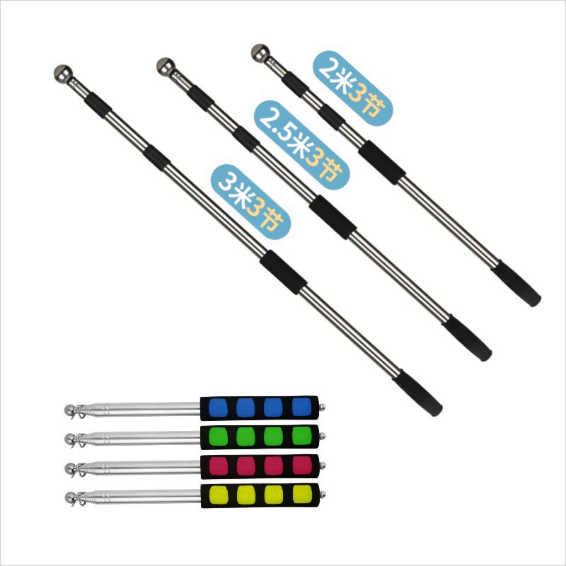 旗杆伸缩2米不锈钢手摇杆三节后援会导游杆会议挥舞表演旗帜带杆 - 图3