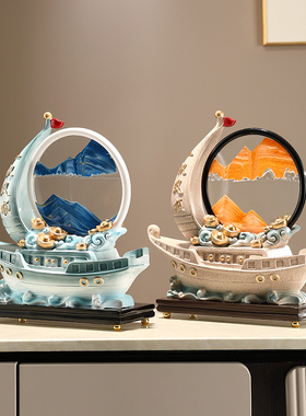 沛纳丽一帆风顺创意沙漏流沙画帆船家居玄关酒柜电视柜装饰品