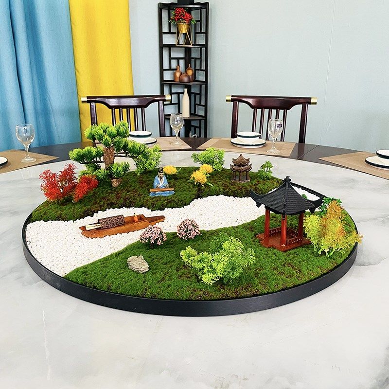 酒店圆桌转盘中间仿真微景观创意山水摆新餐桌,淘宝优惠券,粉丝福利购,淘宝优惠卷