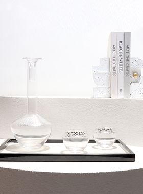 现代简约银色波点条纹玻璃酒器样板房售楼处酒店展厅茶几餐桌摆件