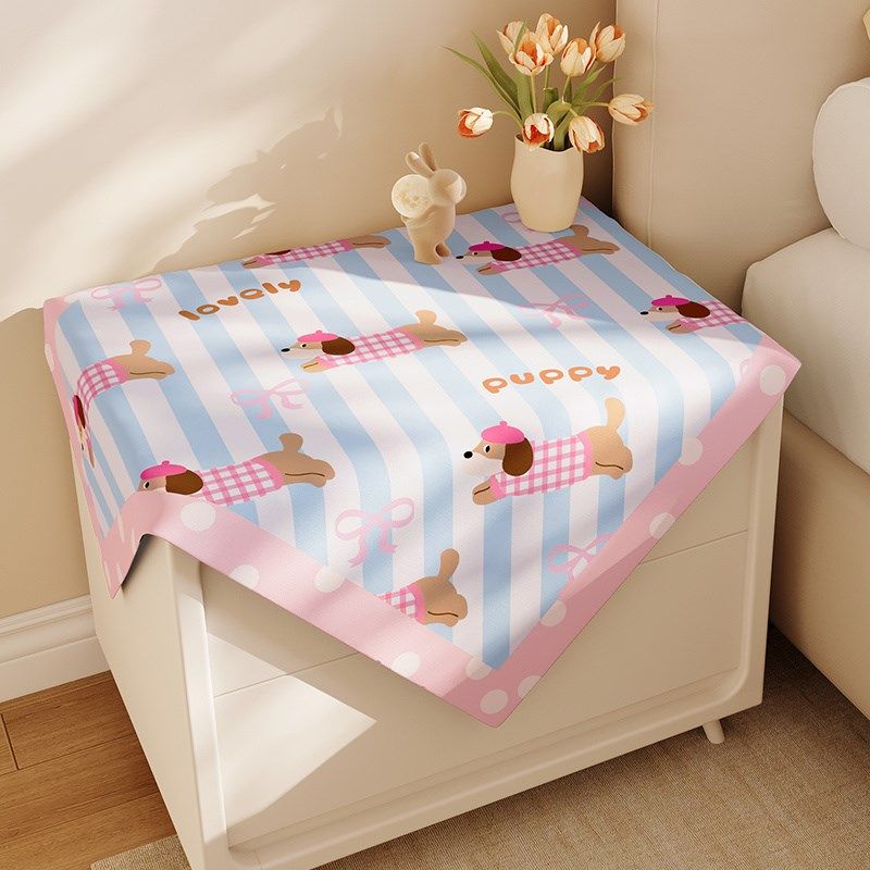 卡通in小狗卧室床头柜防尘盖布防水梳妆台长方形棉麻盖巾定制,淘宝优惠券,粉丝福利购,淘宝优惠卷