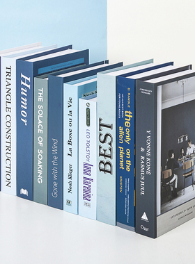 蓝色绿假书仿真书装饰品客厅书房展厅摆设现代拍照道具书