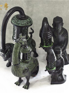 汉代宫廷牛灯长信宫灯雁鱼灯鸟型灯青铜器工艺品业礼品