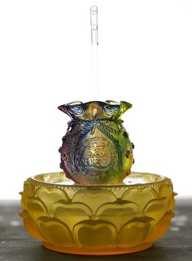 202琉璃招财进宝聚宝盆流水摆件循环水招财聚财收银台钱袋福袋