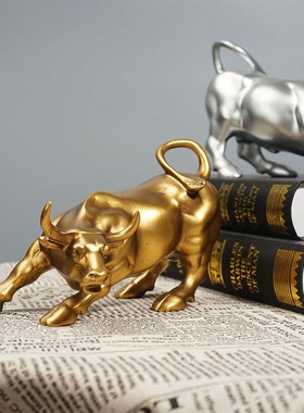 创意华尔街牛树脂摆件办公桌面玄关酒柜电视柜软装牛气冲天工艺品