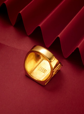 金店同款发福财印字开口大男戒指 越南沙金镀金指环首饰货源