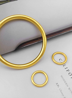 网红款戒指 沙金纯铜镀金古法传承素圈戒指男女情侣款式喷砂指环