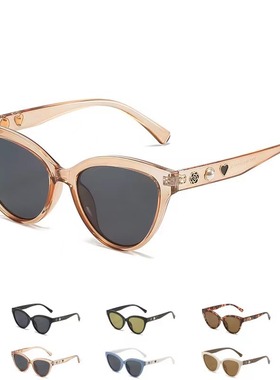 新款复古猫眼网红墨镜精致小香珍珠山茶花防蓝光眼镜厂家现货5001