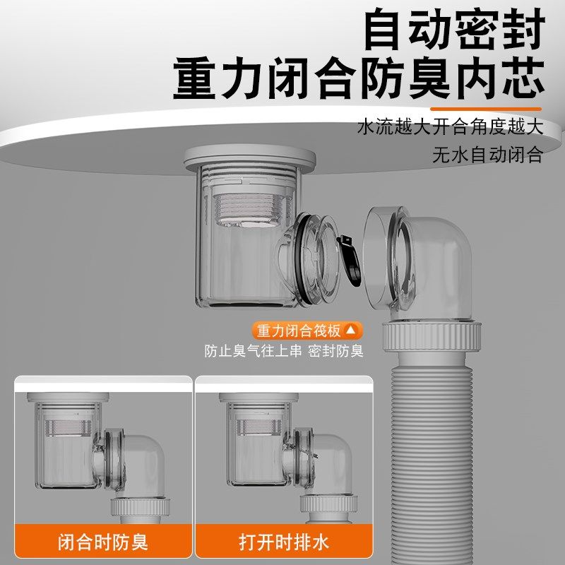墙排洗手盆下水管防臭排水管面盆洗脸盆下水器弹跳面池台盆漏水塞,淘宝优惠券,粉丝福利购,淘宝优惠卷