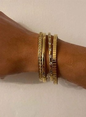 时尚朋克女e性金色手镯男士rendy Stainles