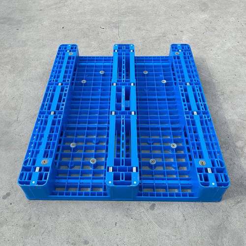 HDPE全新料1012强荷载塑料卡板带钢管网格蓝色塑料川字型托盘 - 图0