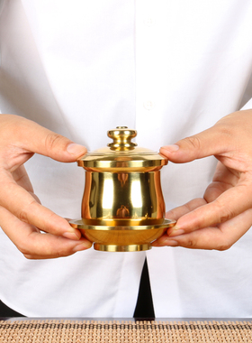 铜圣水杯摆件 铜供水杯 供杯