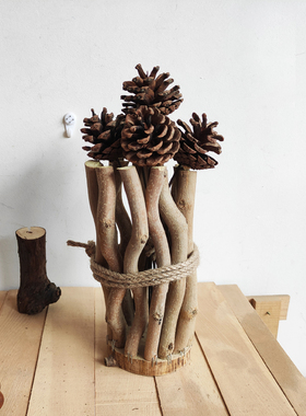 北欧风怪异枯树枝桌面花篮艺术装饰树枝树干插花摆V件搭配花艺树