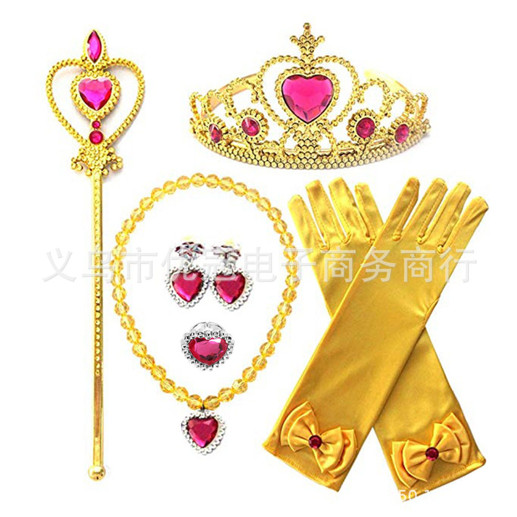 Halloween princess dress costume accessories girls birthday gift crown magic wand ring earrings necklace gloves