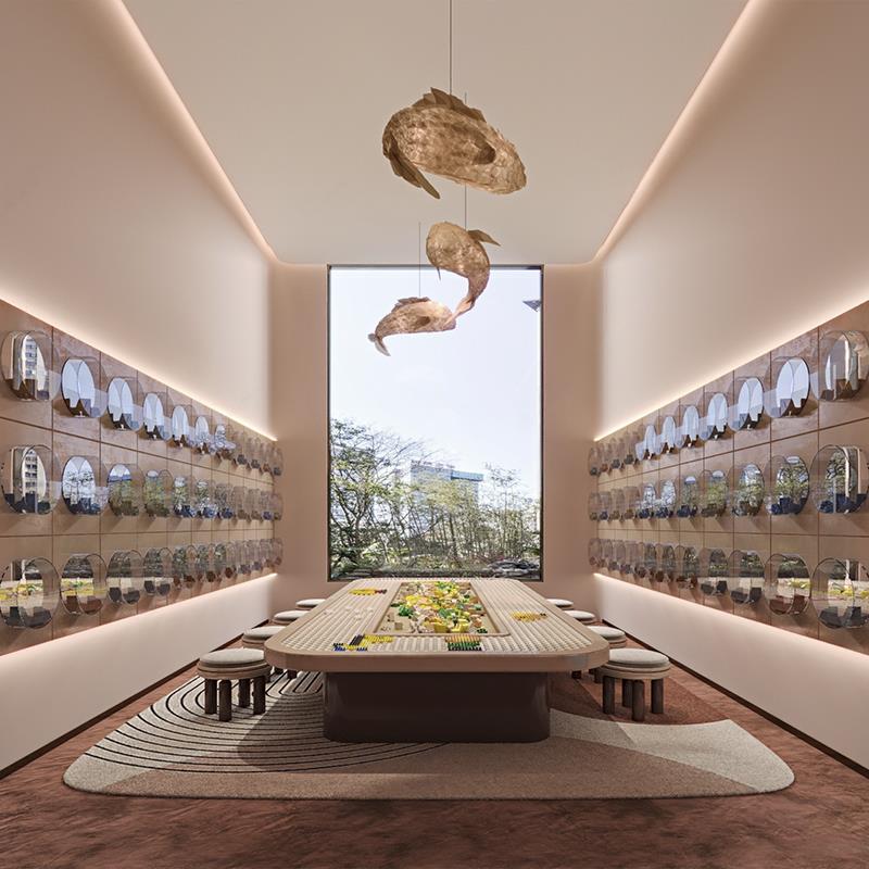 Children's tables and chairs on the elevated floor of the sales department, hotel, high-end community bookstore, reading area, handmade painting table, study table