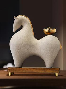 新中式马上有钱办公室摆件客厅电视柜酒柜桌面装饰品开业乔迁礼物