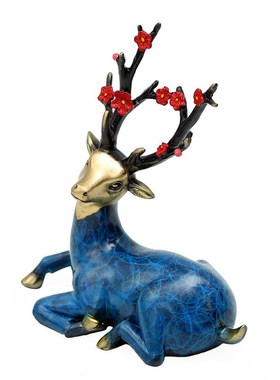 宽和 一路平安彩铜小鹿汽车装饰品车载中控台纯黄铜小号创意