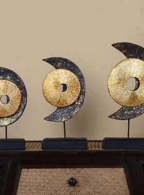 异丽 泰式家居创意装饰工艺品实木客厅电视柜玄关酒柜摆设