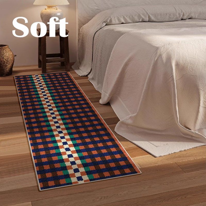 in复古风棋盘格卧室地毯沙发茶几地垫家用衣帽间镜前防滑床边毯,淘宝优惠券,粉丝福利购,淘宝优惠卷