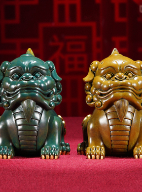 黄铜门头狮摆件  办公室桌面书房客厅摆件 装饰品礼品铜工艺礼品