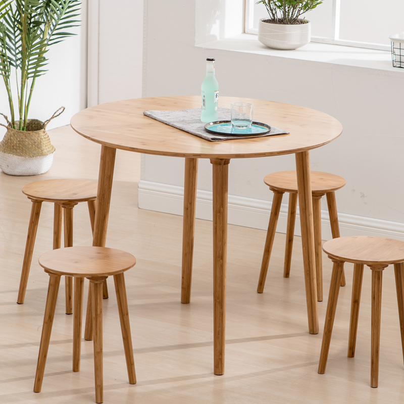 楠竹餐桌小户型现代桌椅圆桌长方形饭桌家用吃饭小桌子木 - 图2