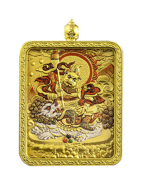 【一如正品】黄铜镀金莲花摩尼头双面钢化玻璃内嵌八瑞相嘎乌盒
